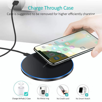 30W Wireless Charger Pad USB Fast Charging Pad Station Quick Charge