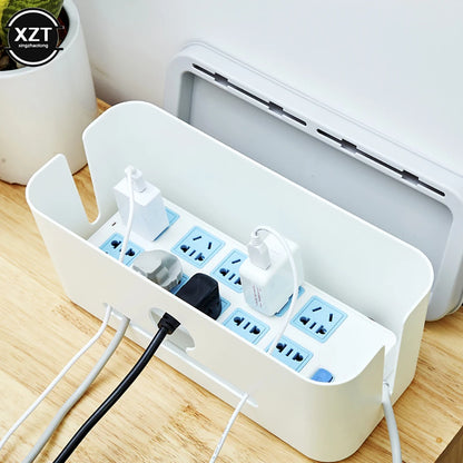 USB Cable Adapter Protector Bin Hide Organizer Big Holder Power Strip Storage Box Electronic Outlet Cord Management Case Charger