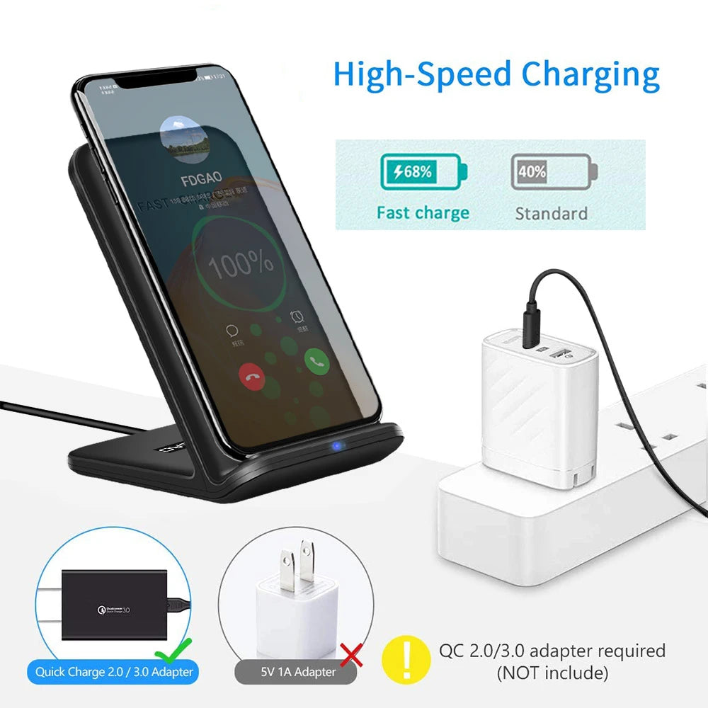 Wireless Charger Stand- Induction Fast Charging Station And Phone Holder!