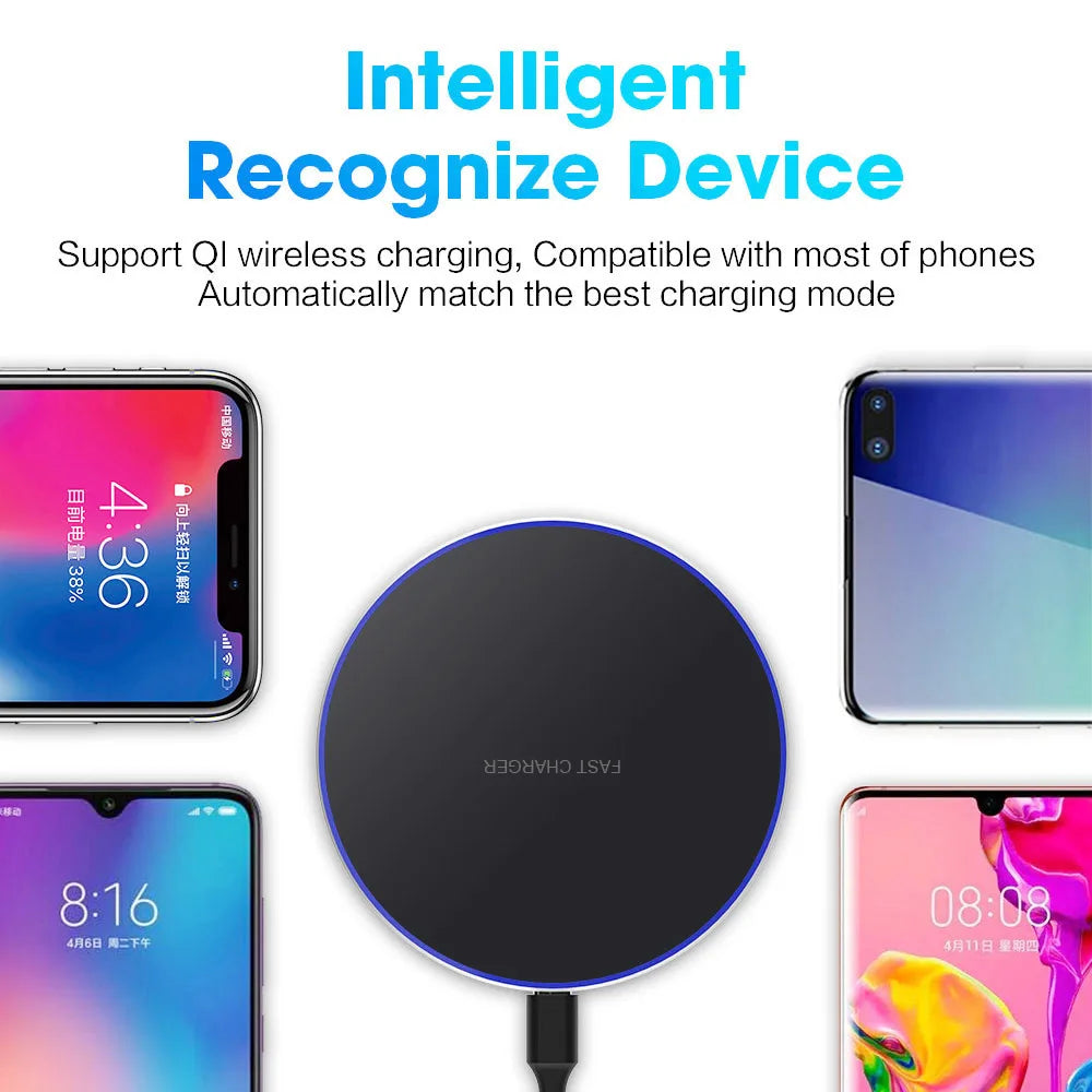 30W Wireless Charger Pad USB Fast Charging Pad Station Quick Charge